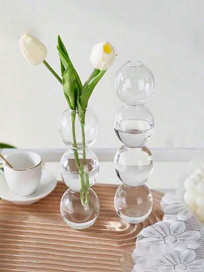 1pc Hydroponic Glass Flowerpot, Transparent able Interior ation Birthday Graduation Home Vase Room Flower view 3