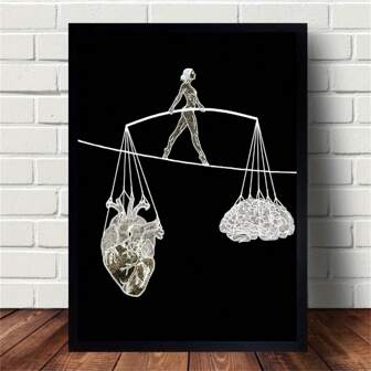 1入組畫布海報，現代藝術，停止忽視你的靈魂告訴你要做的事情，平衡的心臟和大腦海報，適用於卧室客廳門廊理想禮物，牆藝，牆飾，冬季裝飾，房間裝飾，不含相框