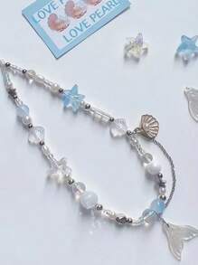 Ins Style Mermaid Princess Shell Pendant Mobile Phone & Camera & Album Strap Diy Beaded Chain Gifts For Mother, Family, Friends, Birthday, Holiday Phone Charm, Phone Chain