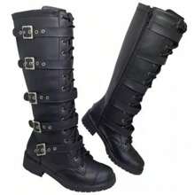 Women Knee-High Boots - 黑色 - 查看 1