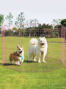 8-Panel Tall Dog Playpen Crate Fence Pet Kennel Play Pen Exercise Cage, 42-Inch - 粉色 - 查看 1