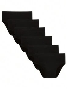 年輕少女6入組純色三角褲 - 黑色 - 查看 1