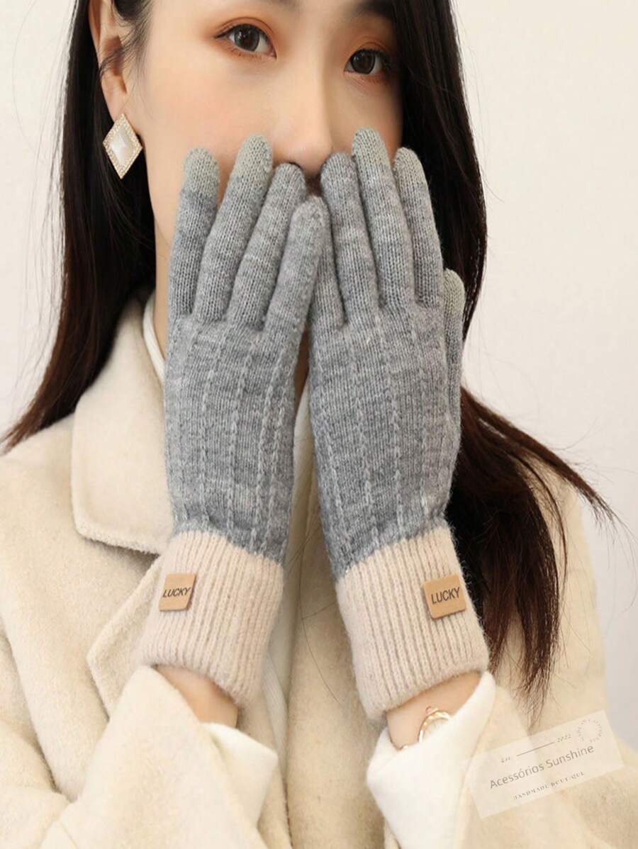 Women Full Finger Gloves - Grey - View 1