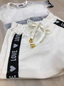 CONJUNTO DE TULE 3 PEÇAS, BLUSINHA, TOP E SHORTS PARA CRIANÇAS MENINAS INFANTIL/TENN/KIDS/NOVIDADE/KIDS/TEENS/FANYKIDS - Branco - Visão 5