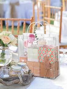 10 piezas de bolsas de plástico transparentes reutilizables con asas, bolsas de regalo para fiesta de bodas - transparente - Ver 5
