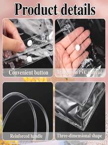 10 piezas de bolsas de plástico transparentes reutilizables con asas, bolsas de regalo para fiesta de bodas - transparente - Ver 6