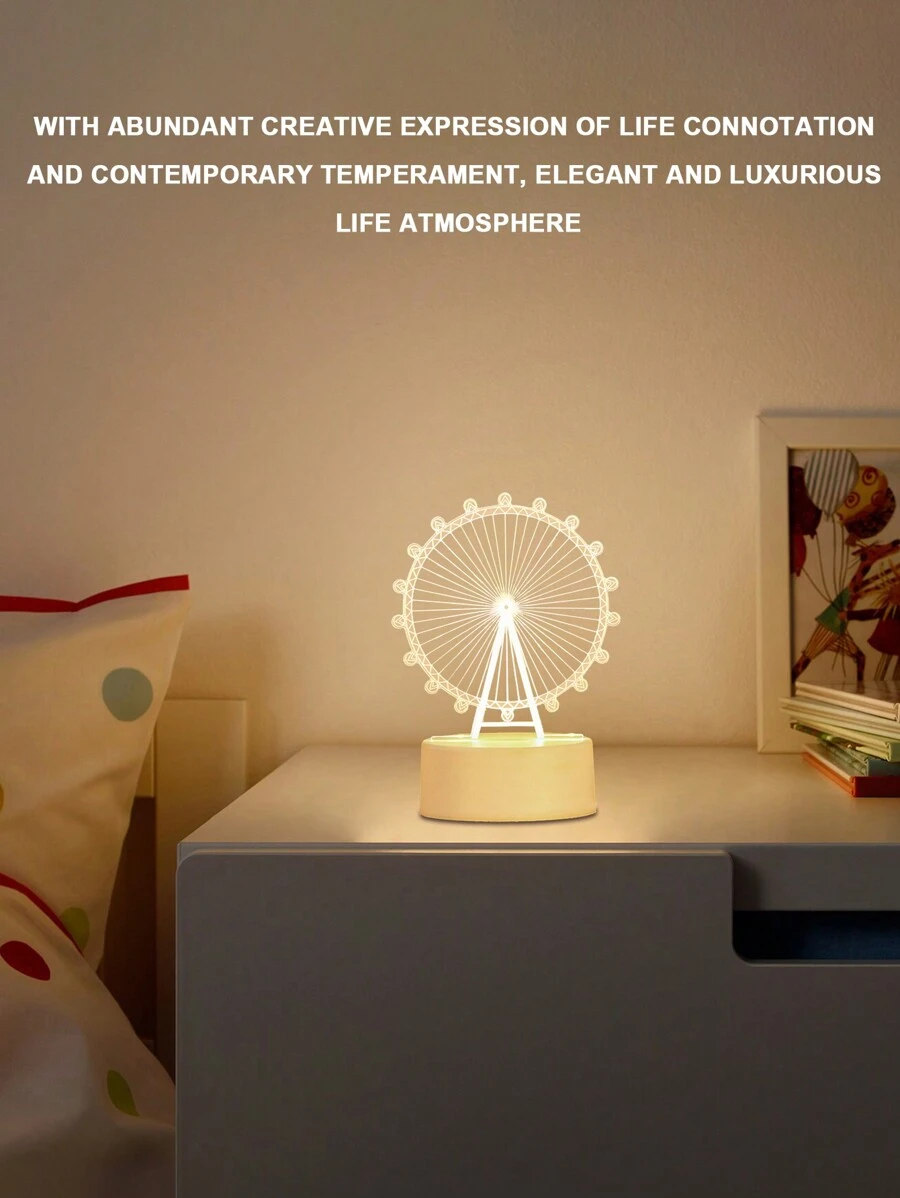 3d夜光創意禮物桌燈usb床頭燈亞克力裝飾燈與usb和led燈 - 摩天輪燈 - 查看 1
