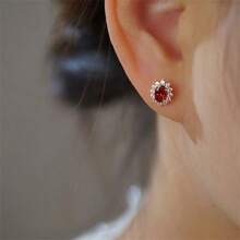 1 Stück Luxuriöses Set aus Vintage Rot Rubin Ring, Halskette und Ohrringen aus S925 Silber, mit Cubic Zirkonia und glänzenden Diamanten, vergoldet mit 18 Karat Gold, perfekt für Hochzeit, Party und den täglichen Gebrauch, ideales Geschenk für Mutter, beste Freundin oder Freundin zum Geburtstag.