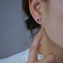 1 Stück Luxuriöses Set aus Vintage Rot Rubin Ring, Halskette und Ohrringen aus S925 Silber, mit Cubic Zirkonia und glänzenden Diamanten, vergoldet mit 18 Karat Gold, perfekt für Hochzeit, Party und den täglichen Gebrauch, ideales Geschenk für Mutter, beste Freundin oder Freundin zum Geburtstag.