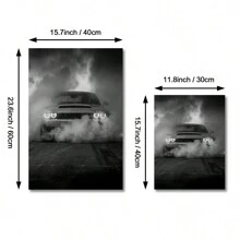 HALFLEMART 1 Pieza Impresión en lienzo de coche rojo, Pintura de arte de pared de coche deportivo americano de músculo, Cartel de arte de coche, Regalo de carreras, Arte en lienzo, Decoración de pared - Marco opcional