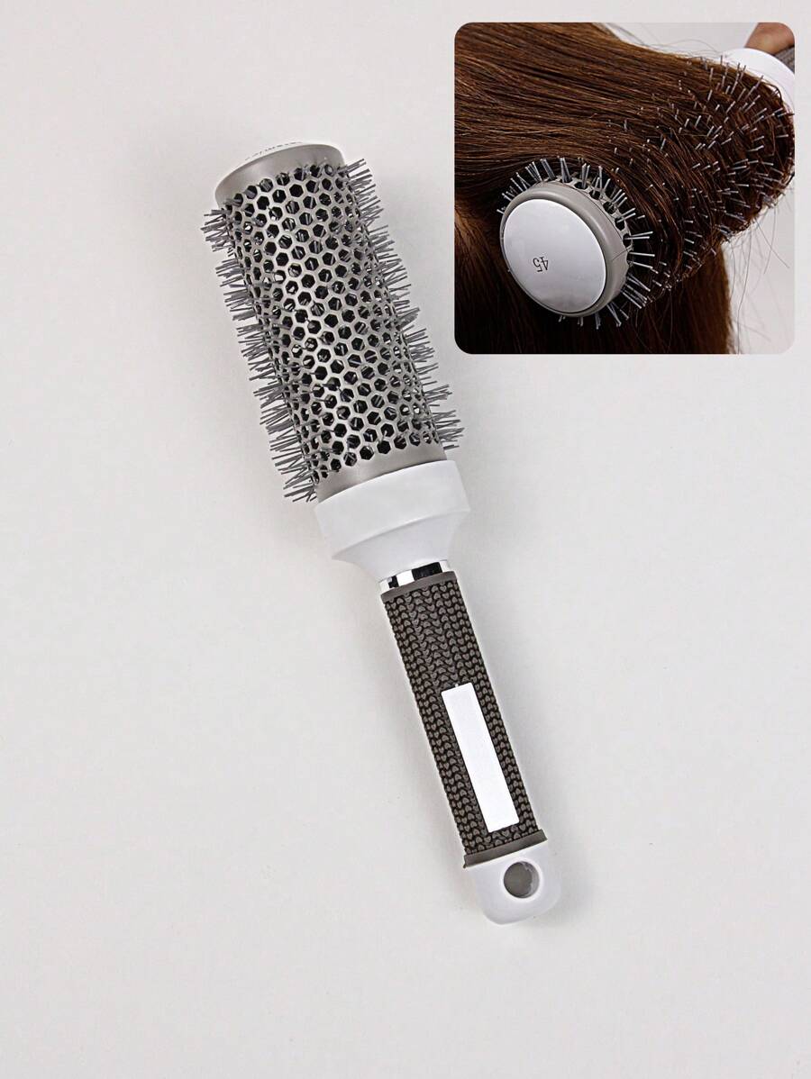 Un Peine De Aluminio Gris Con Tubo De 45 Para Cabello Rizado, Peine Cilíndrico Para Rizar El Cabello, Peine Para Cabello Liso, Peine Para Cabello Esponjado Y Para Dar Forma, Un Salón De Doble Uso Que Es Adecuado Para Familias, Hoteles Y Viajes.