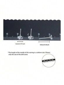 2pcs 925 Sterling Silver Round Cubic Zirconia Stud Earrings (1.5mm/2.0mm/2.5mm/3mm/4mm/5mm/6mm/7mm/8mm) Ideal Gift For Valentine's Day, Women & Girlfriend
