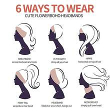 1入組純色伸縮寬結髮箍，波西米亞風格瑜珈頭帶，柔軟髮帶配件 - 黑色 - 查看 2