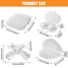 4Pcs Microwave Cooking Set  Heat Resistant Dishwasher Safe Microwave Oven Cookware Set With Bacon Baking Plate Egg Steamer Fried Egg Box Potato Rack For Home Kitchen - 白色 - 查看 5