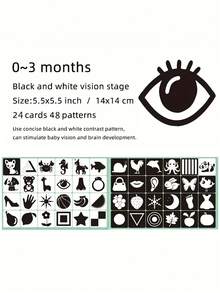 1 Set Black And White Flash Cards For Infant Early Education Visual Stimulation Training For Newborn Baby - Black and White - View 5