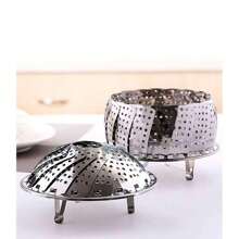 Cesta Vaporera Cestillo plegable 28cm para cocer a vapor de acero inoxidable para alimentos, verduras, carnes y más, comida mas saludable(28cm) - Plateado - Ver 4