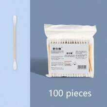 100/500根棉簽,雙頭棉簽,家用、化妝、卸妝、拔耳棉簽,超便攜,適合旅行 - 白色 - 查看 9