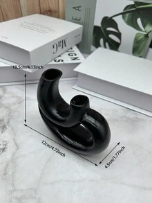 Creative Abstract U-Shaped Double Head Resin Flower Vase For Home Decoration, 1pc - Black - View 4