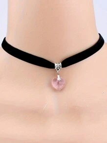 CVNANA 1 件哥特式人造水晶心形吊坠毛绒颈链，复古 Y2K 项链，适合女孩情人节、妈妈、母亲、母亲节、礼物 - 愛心 - 查看 10