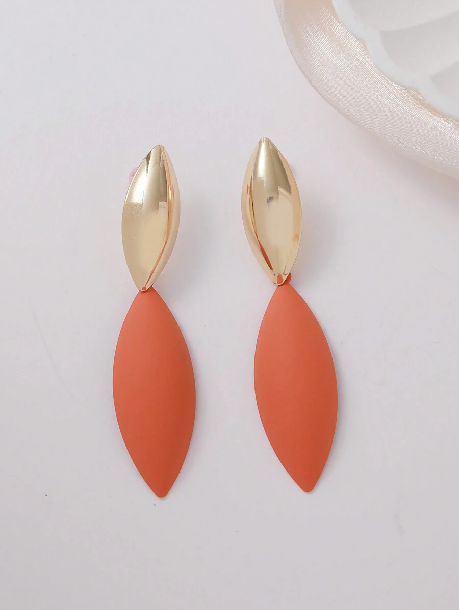 1對新款高端歐美風格耳環 - 亮橙色 - 查看 1