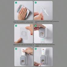 1pc Coco Automatic Toothpaste Dispenser, Bathroom Wallmount Toothpaste Squeezer, Dual Dispenser No Drilling Required Home Bathroom Decor Fall Decor Back To School - Multicolor - View 8