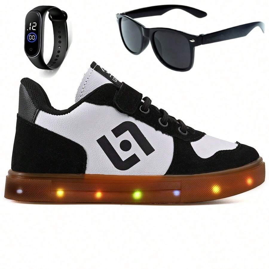 CALCADOS LGHT LIGHT Kids Flats - 黑與白 - 查看 1