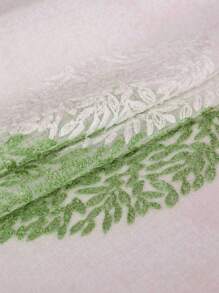 1pc Convenient Curtain With Dual Leaf Pattern, Green Lemon Color, Decorative Living Room Sheer