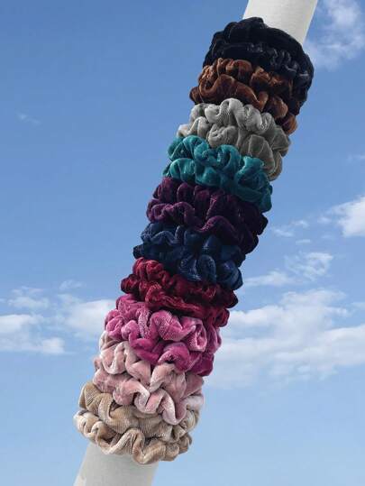 20个/3个装纯色丝绒发圈，简约加厚弹力无痕发绳发饰马尾辫发圈，发圈，运动健身服，发绳头饰橡皮筋