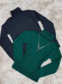 Women Knit Tops - 軍綠色 - 查看 3