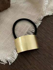 1pc Metal Buckle Hair Tie Ponytail Holder, Elegant And Simple,Gold Head Piece Hair Band Turban Headband Sweatband