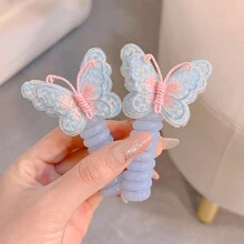 2pcs/Set Girls Butterfly Spiral Hair Ties, Ponytail Holders, Cute Scrunchies For Braids & Curly Hair - 2 Pieces - View 10