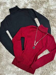 Women Knit Tops - Đỏ - Xem 2