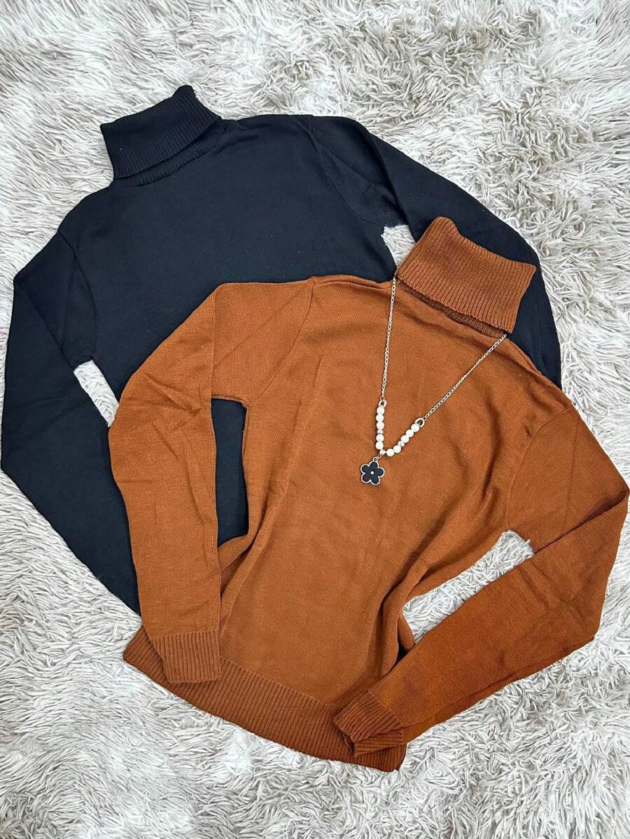 Women Knit Tops - 鏽棕色 - 查看 1