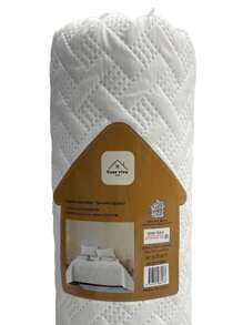 Colcha tamaño Queen en colores azul, café, rosa y blanco | Tejido ligero | Lavable a máquina, fácil cuidado - Blanco - Ver 2