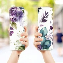 1 pieza Botella de agua aislada de acero inoxidable de 20 oz con diseño floral y cita para madre, adecuada como regalo del Día de la Madre (con pajita)