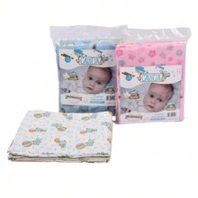 Kit com 3 Cueiro Manta Flanelado Estampado Bebê Minasrey - Azul - Visão 4