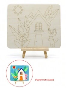 1 Tabla De Madera Para Colorear Con Soporte Para Pintura Diy, (pintura No Incluida) - Multicolor - Ver 1
