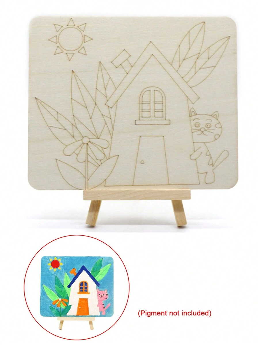 1 Tabla De Madera Para Colorear Con Soporte Para Pintura Diy, (pintura No Incluida) - Multicolor - Ver 1
