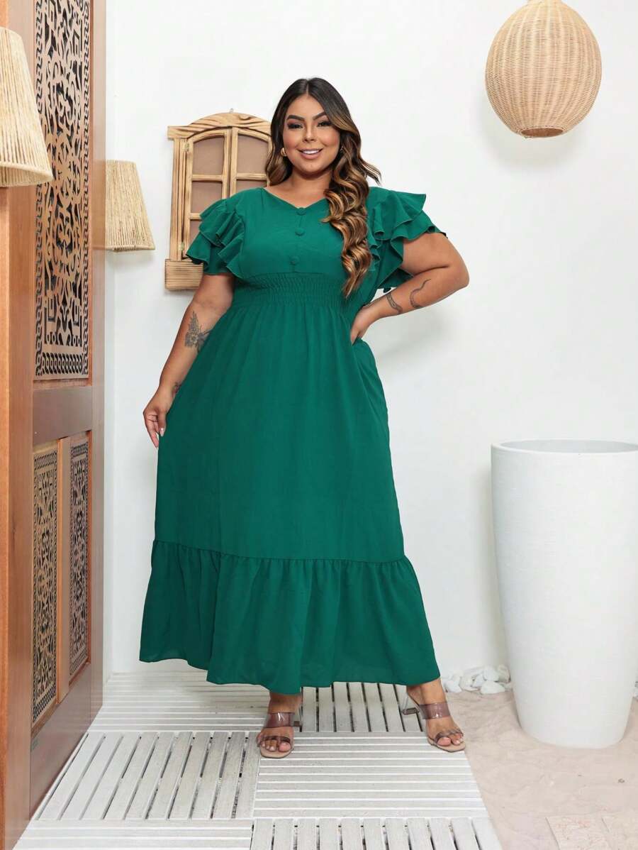 Plus Size Dresses - xanh quân đội - Xem 1