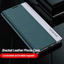 Ốp điện thoại có đế lật bằng da thời trang, tương thích với các dòng Samsung/Apple S20/S21/S22/S23/S22PLUS/S22ULTRA/S23/S23PLUS/S23ULTRA/S24/S24ULTRA/S24PLUS - Màu xanh lá cây đậm - Xem 4