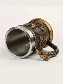 3D雕刻骷髅图案个性化马克杯、咖啡杯和茶杯，树脂工艺品家居装饰品 Xc25 - 黃色 - 查看 4