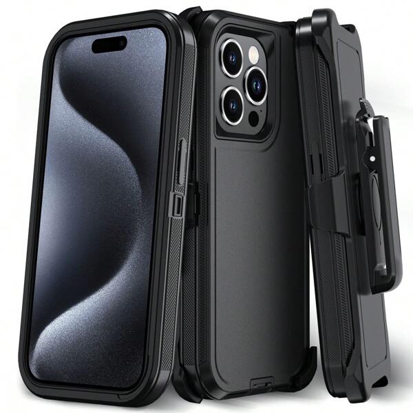 FOGEEK 4-in-1 stoßfeste, sturzsichere, rutschfeste Schutzhülle mit Gürtelclip kompatibel für iPhone