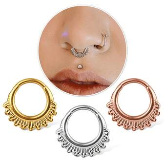 1pc Lace Nose Rings Cartilage Hoop Segment Septum Rings Clickers 316L Surgical Stainless Steel Piercing Women Body Jewelry Earrings