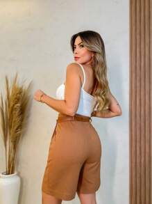 Women Shorts - Coffee Brown - View 2