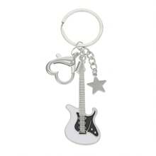 2 piezas de llavero de guitarra y estrella de cinco puntas de la subcultura Y2k unisex, decoración vintage dulce y genial para bolso o coche
