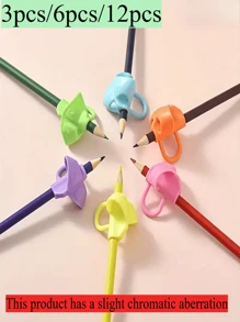 6pcs Triangular Pencil Grip - Soft Rubber Pencil Grip Corrector For Kindergarten And Elementary School Students(Color Random)Office, School, Drawing,Student,Markers,Stationery,Boys,Girls,School Supplies - Multicolor - View 1