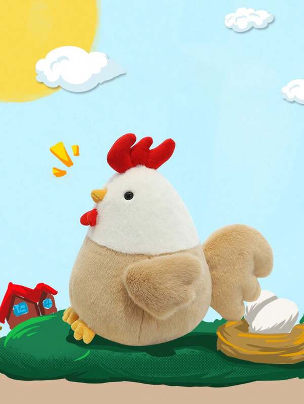 1 pieza Muñeca de peluche suave y adorable de pollo, muñeco de pollo y gallo de peluche suave y cómodo para calmar a los bebés, peluche de pollo, apto para escenas/fotos como decoración