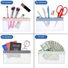 2 Pcs Money Bag, 7.7x3.7 Inch Money Pouch With Zipper For Cash,Bank Bags, Money Folder,Cash Holder For Coins,Cosmetics,Bills,Tool Etc. Back To School,Back To School,School Supplies