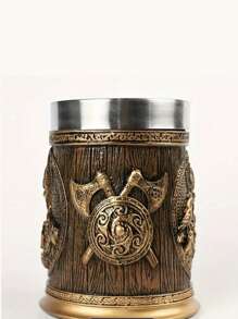 3D雕刻骷髅图案个性化马克杯、咖啡杯和茶杯，树脂工艺品家居装饰品 Xc25 - 黃色 - 查看 3