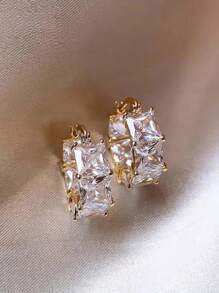 2 paires de Boucles doreilles carrées pour femmes, Boucles doreilles Clous plaquées or, Bijoux de soirée de mariage de demoiselle d\"honneur de mariée, Cadeaux pour les couples, Hommes et femmes Unisexe, Anniversaire d\"anniversaire de petite amie ou épouse